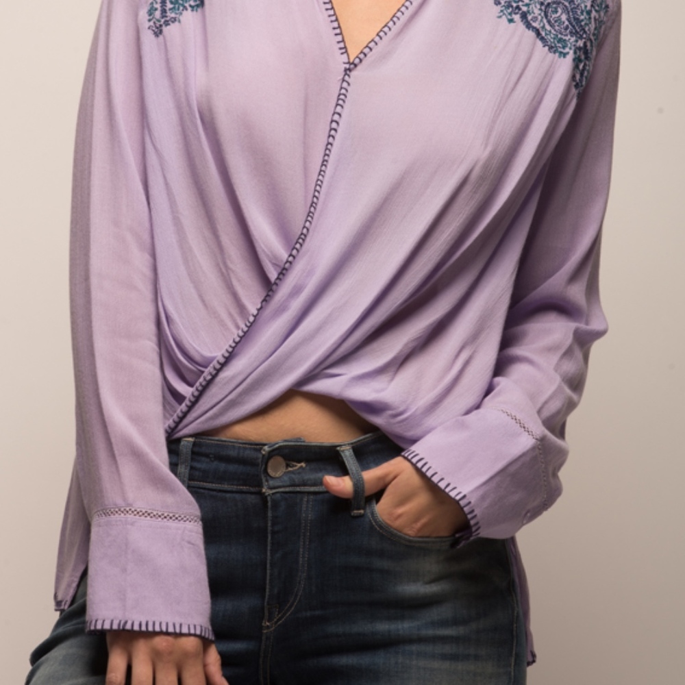 JACHS Girlfriend Embroidered Crossover Blouse - Picture 3 of 3